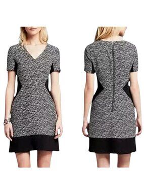 Banana Republic Black Pattern Inset Illusion Slimming Dress NWT New 12T 12 Tall